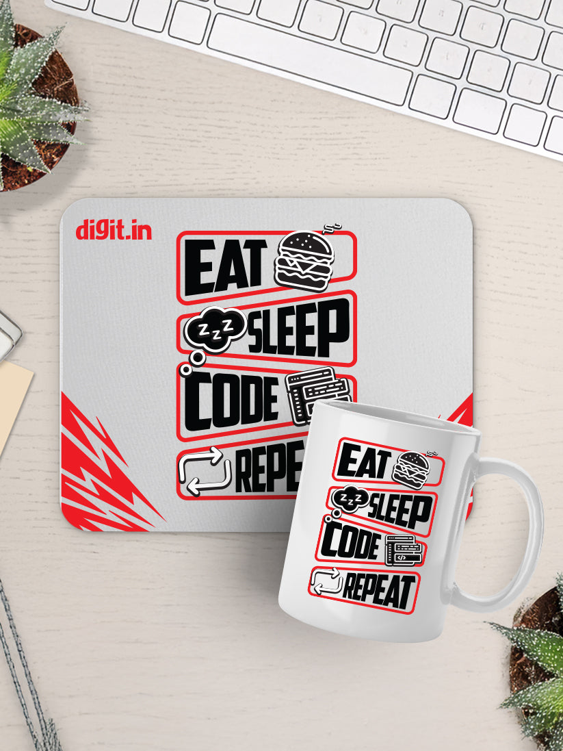 Eat Sleep Code Repeat Mouse Pad & Mug Combo