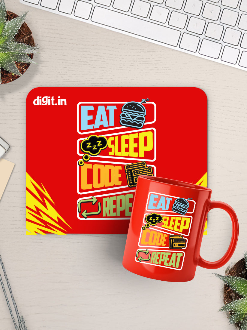 Eat Sleep Code Repeat Mouse Pad & Mug Combo