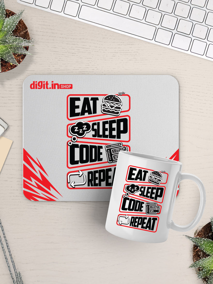Eat Sleep Code Repeat Mouse Pad & Mug Combo
