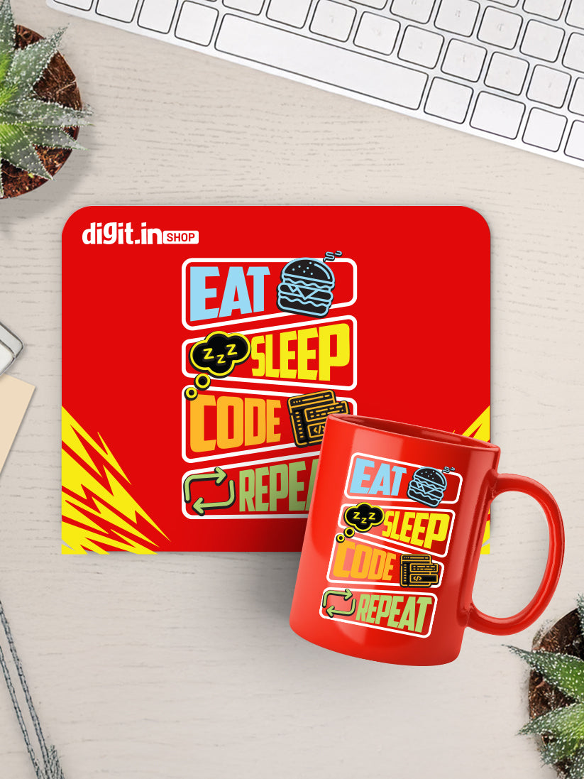 Eat Sleep Code Repeat Mouse Pad & Mug Combo