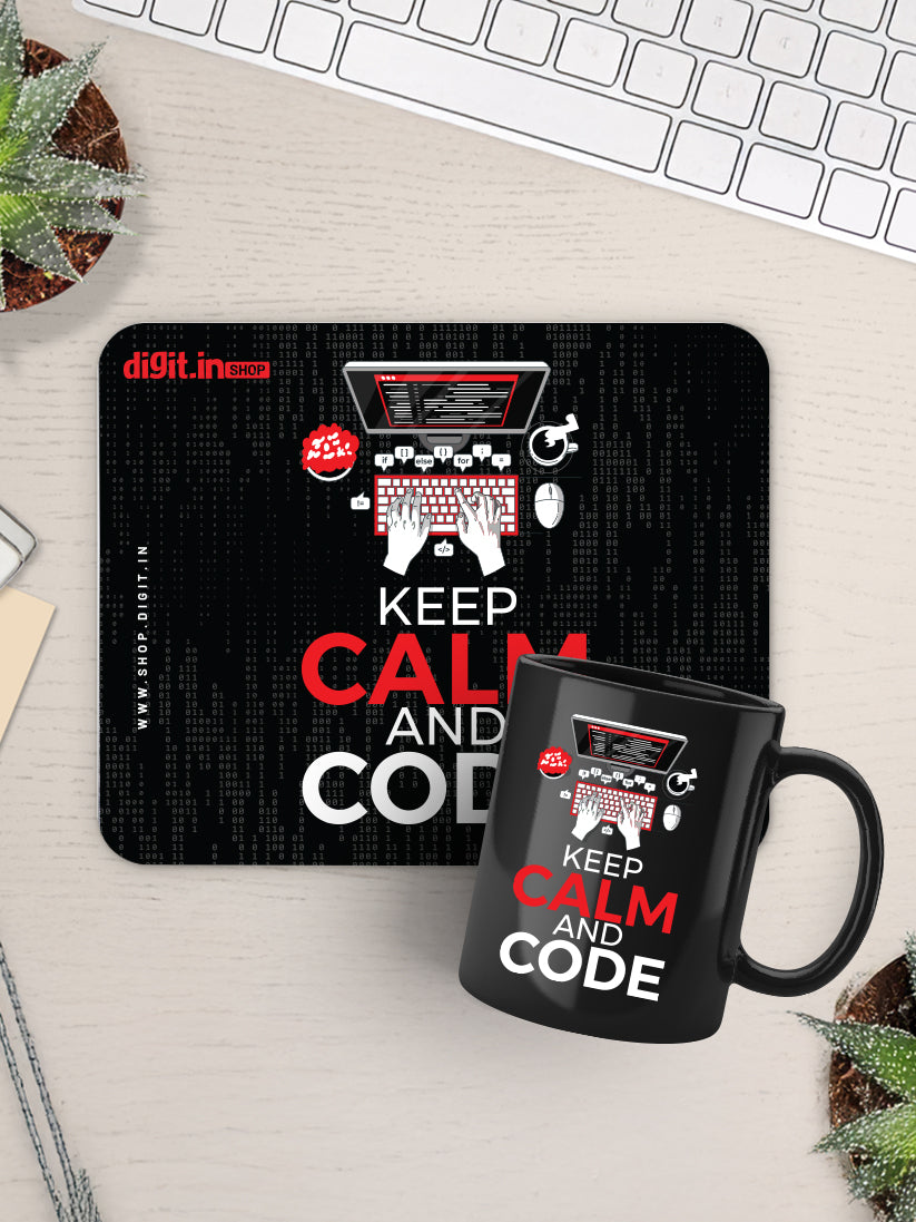 Keep Calm and Code Mousepad & Mug Combo