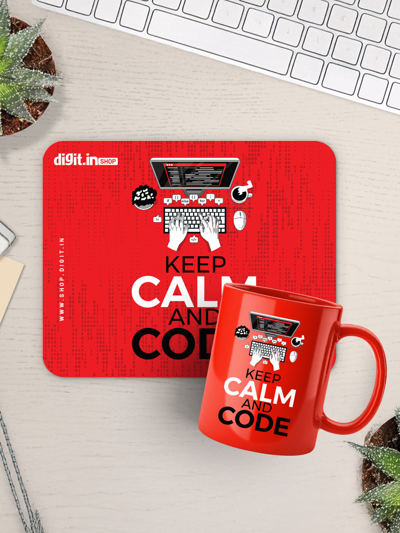 Keep Calm and Code Mousepad & Mug Combo