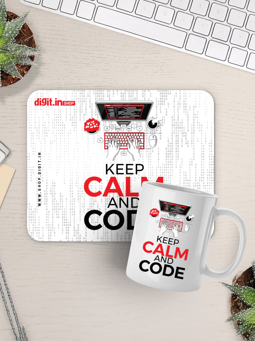 Keep Calm and Code Mousepad & Mug Combo