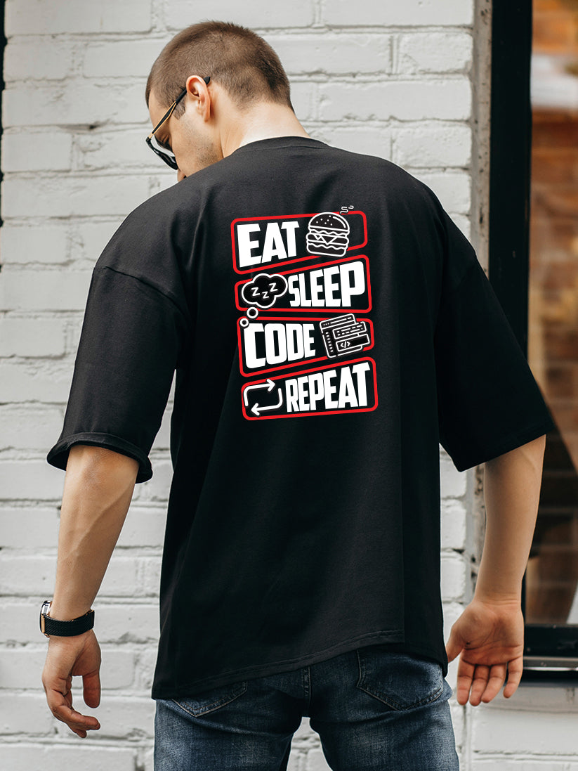 Eat Sleep Code Repeat Oversized T-Shirt