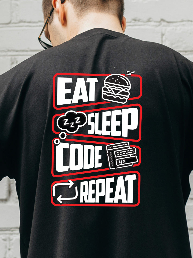 Eat Sleep Code Repeat Oversized T-Shirt