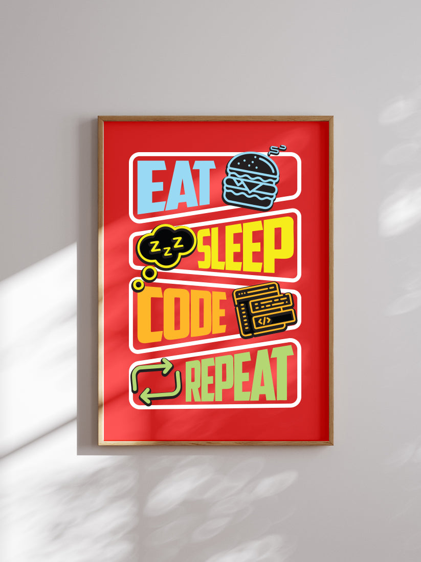 Eat Sleep Code Repeat Poster